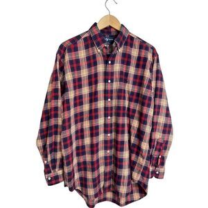 Ralph Lauren Shirt Mens Size Medium Plaid Blair’s Long Sleeve 100% Cotton‎